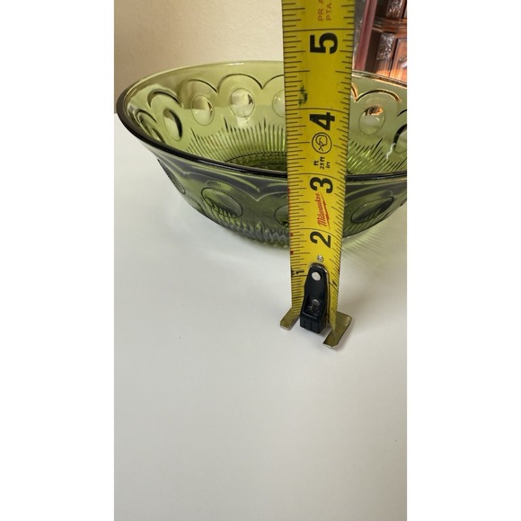 Vintage Green Glass Bartlett Collins Manhattan Bullseye Serving Bowl Dish 8.5x3 - Picture 9 of 11